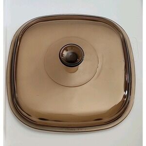 VINTAGE A 12 C  Pyrex Replacement Corning ware Glass Lid Brown Amber Tint